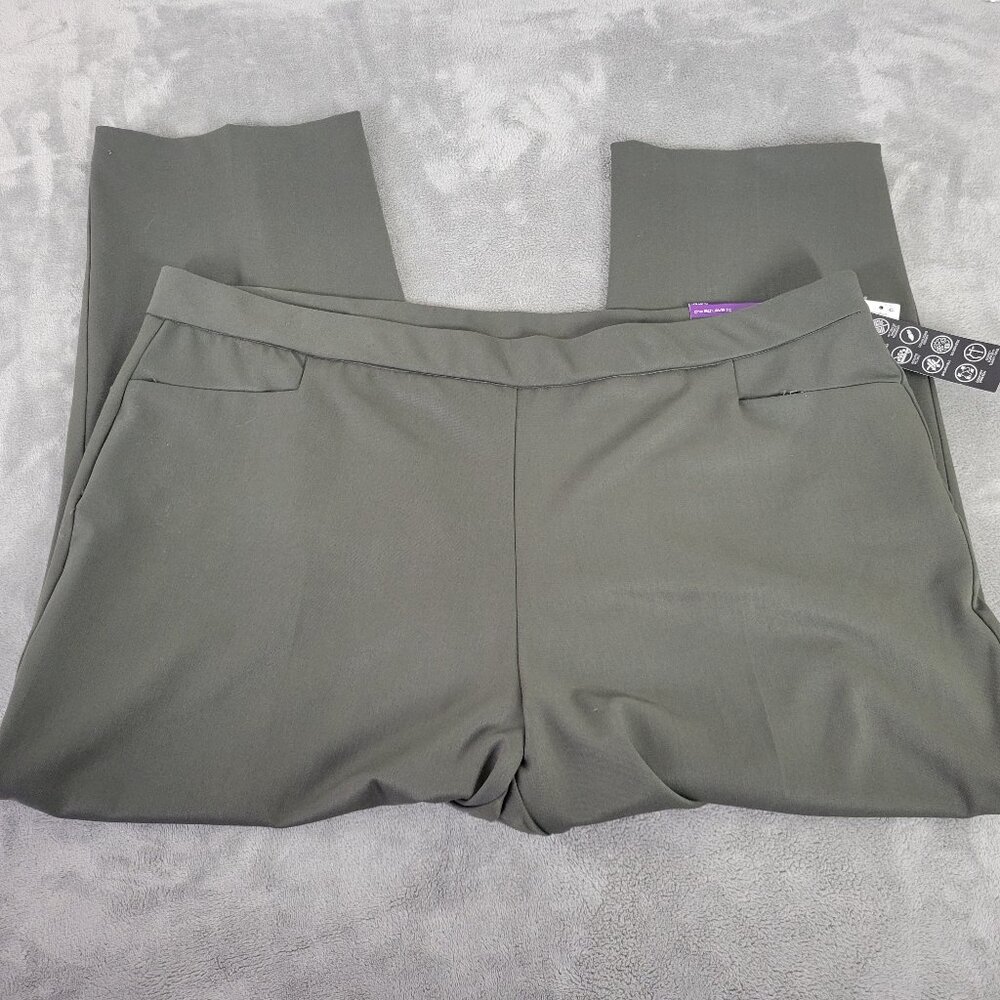 Investments 5th Avenue 24W Pants Green Flare Capri Cropped Elastic Waist GRE28E